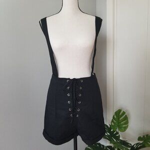 Frederick's of Hollywood lace up front suspender shorts 9